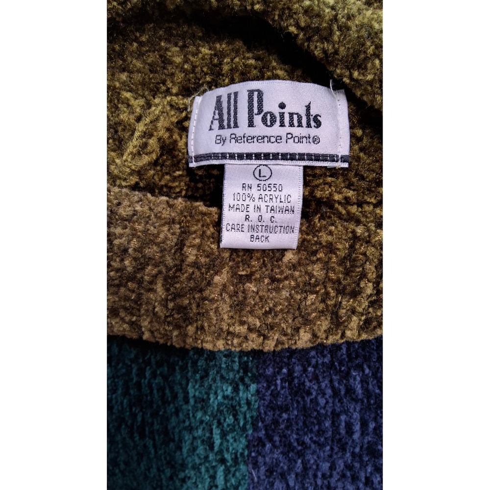 Vintage AllPoints ChenilleColorblock PatchworkTurtleneck SweaterGreen Blue L
(8) - Picture 6 of 9